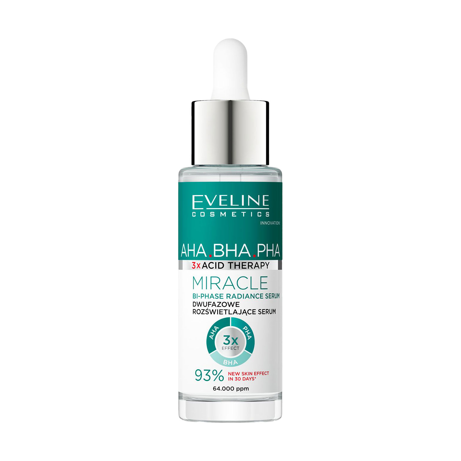 Сироватка для обличчя Eveline Cosmetics 3 x Acid Therapy AHA BHA PHA Miracle Bi-Phase Radiance Serum, 30 мл